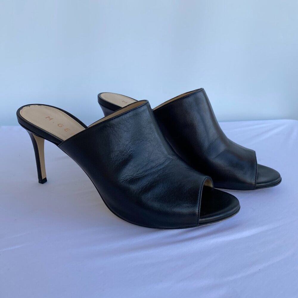 M. Gemi Leather Peep Toe Mule Pump sz 38, US 7.5